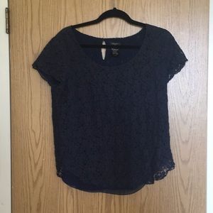 Aritzia Talula Betsy Blouse Navy lace size L